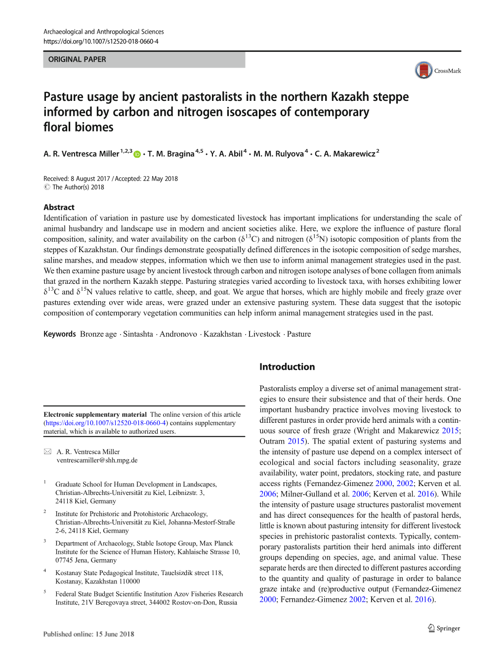 Pasture Usage by Ancient Pastoralists in the Northern Kazakh Steppe Informed by Carbon and Nitrogen Isoscapes of Contemporary Floral Biomes