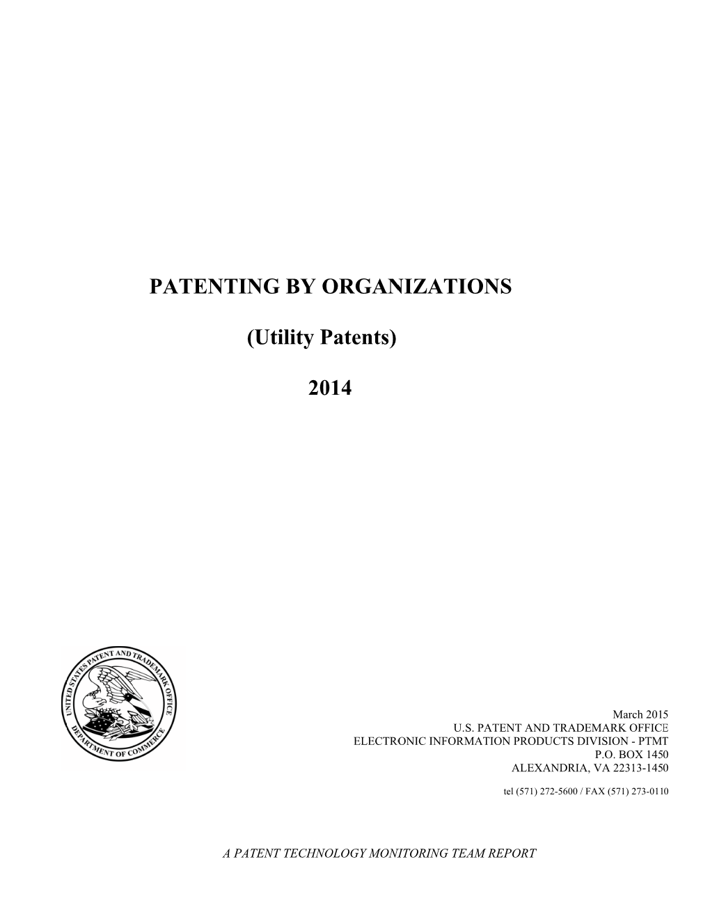 Patenting by Organizations 2014