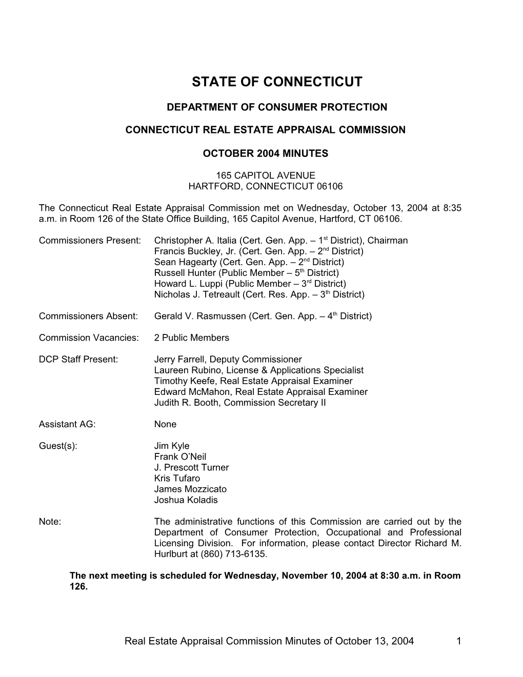 Connecticut Real Estate Appraisal Commission s1