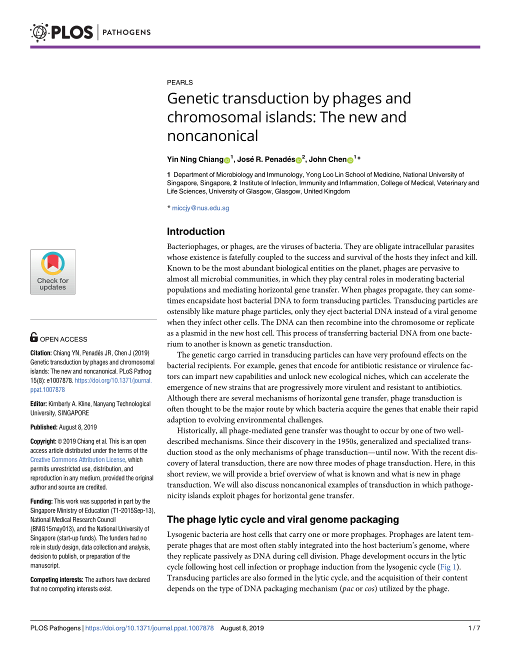 Genetic Transduction by Phages and Chromosomal Islands: the New and Noncanonical