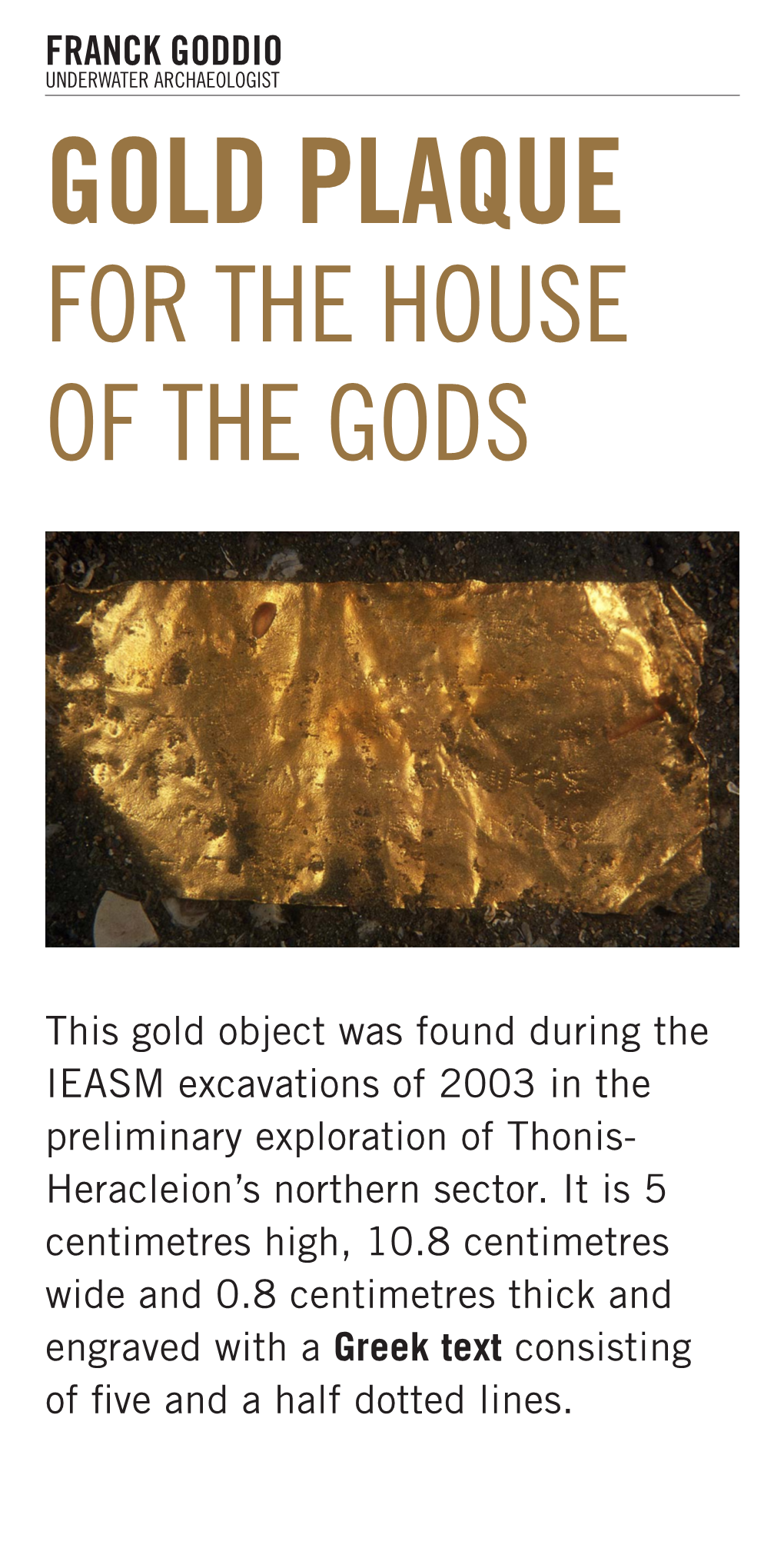 Gold Plaque for the House of the Gods