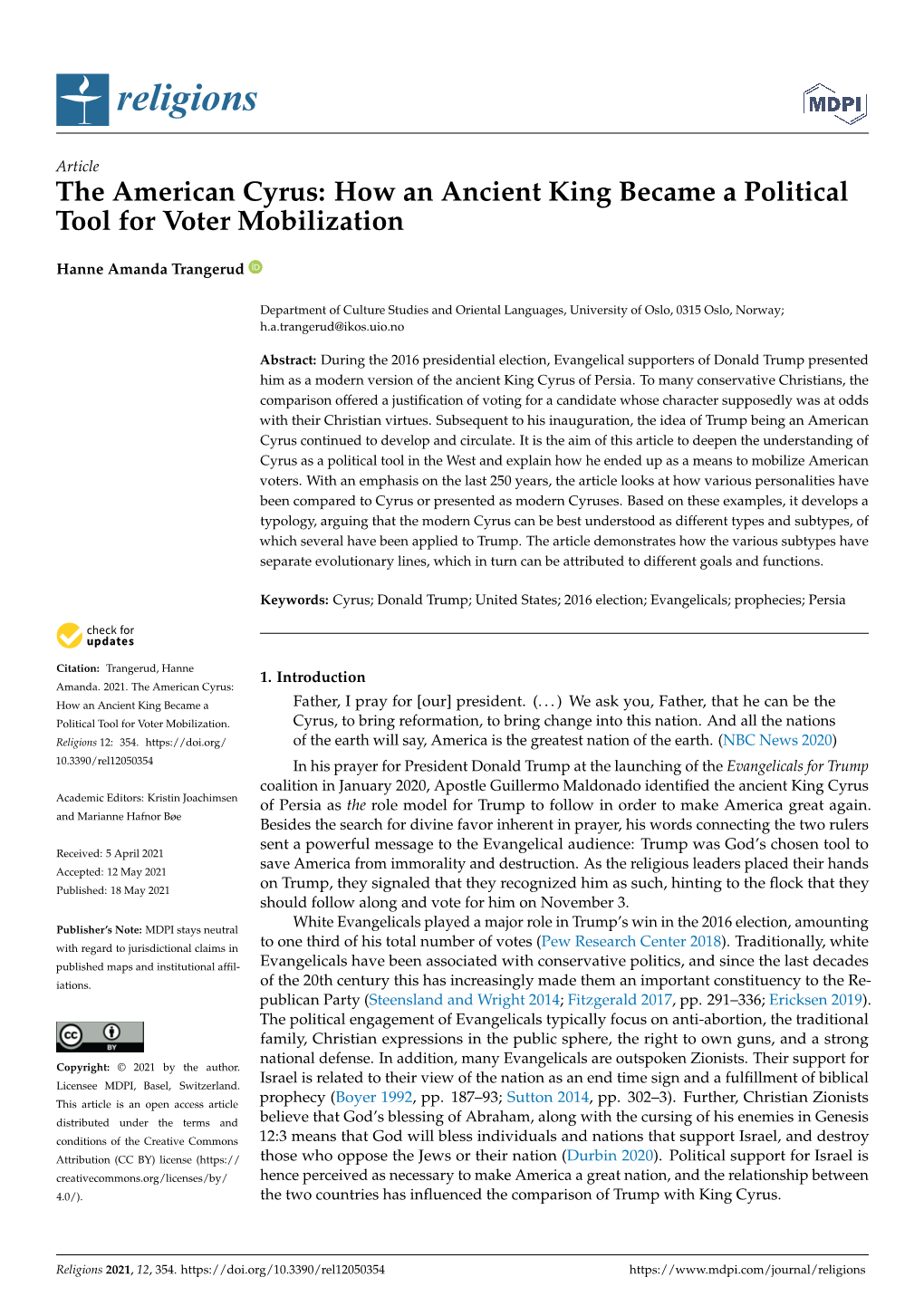 The American Cyrus: How an Ancient King Became a Political Tool for Voter Mobilization