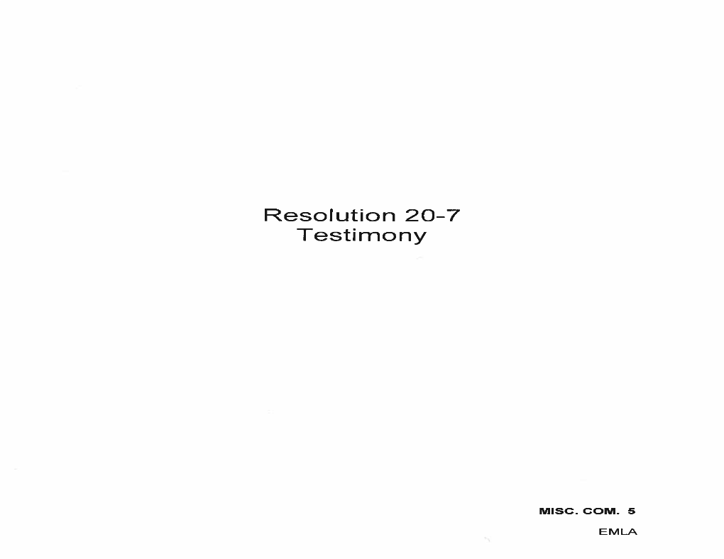 Resolution 20-7 Testimony