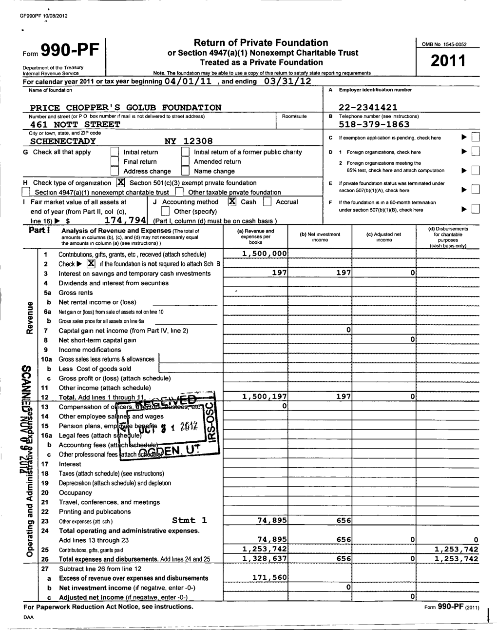 990'P F Return of Private Foundation