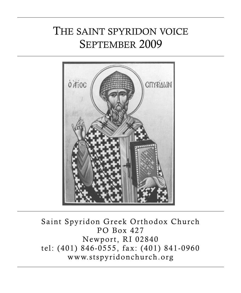 The Saint Spyridon Voice September 2009