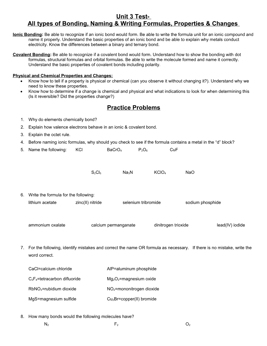 Unit 3 Mini-Test 1