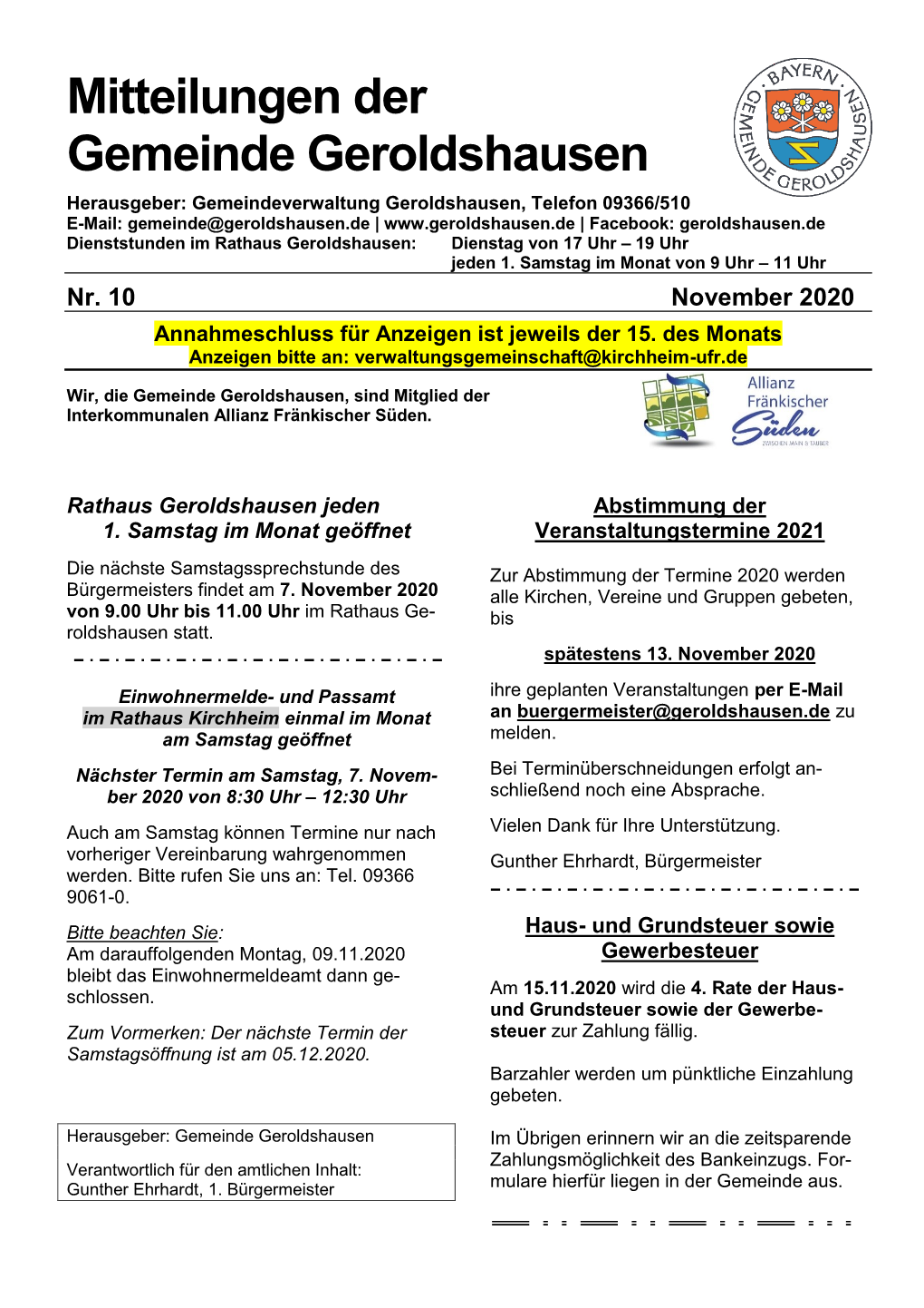 Mitteilungsblatt Gemeinde Geroldshausen