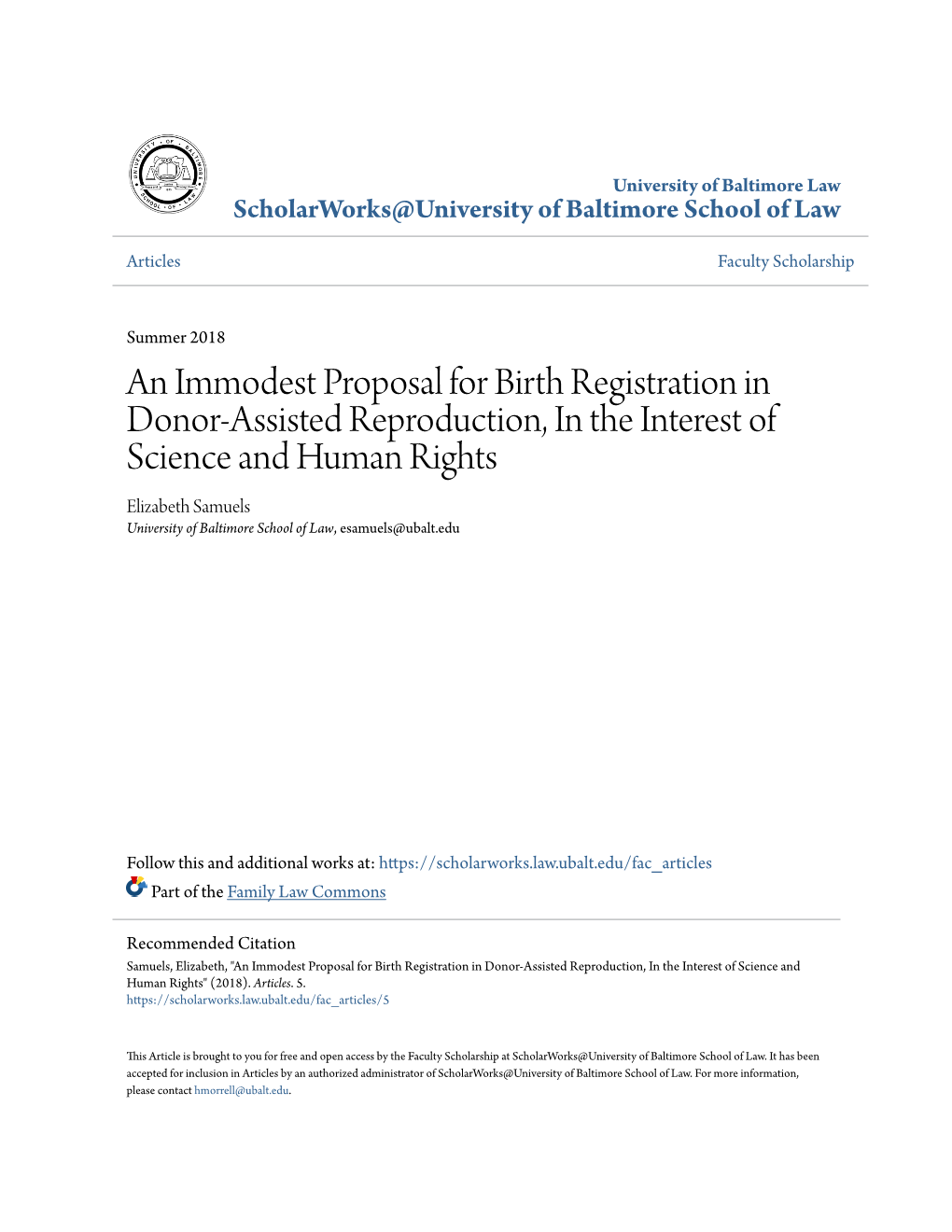 An Immodest Proposal for Birth Registration in Donor-Assisted