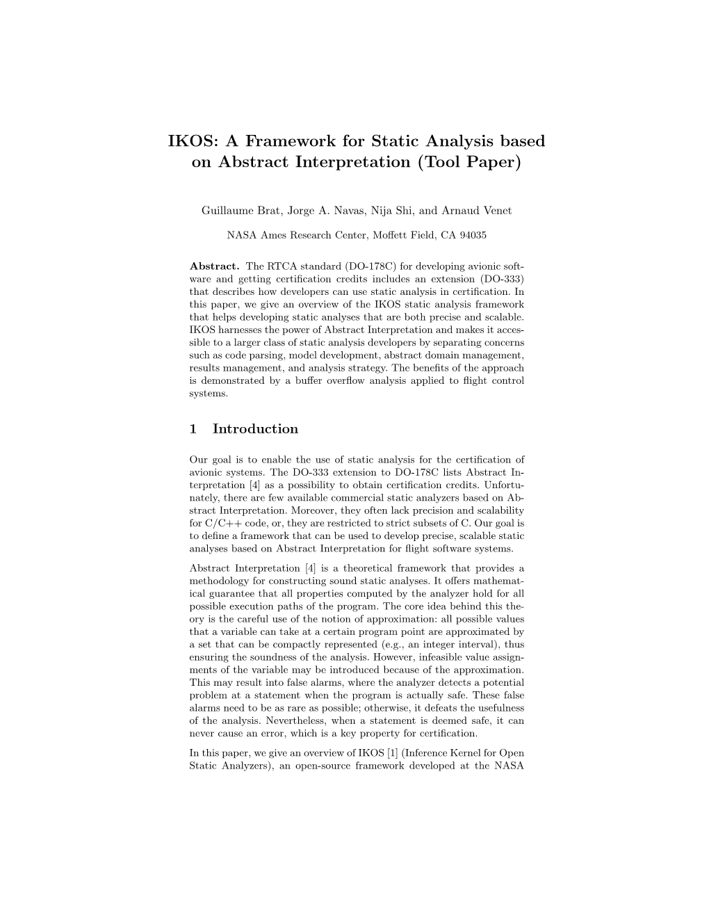 IKOS: a Framework for Static Analysis Based on Abstract Interpretation (Tool Paper)