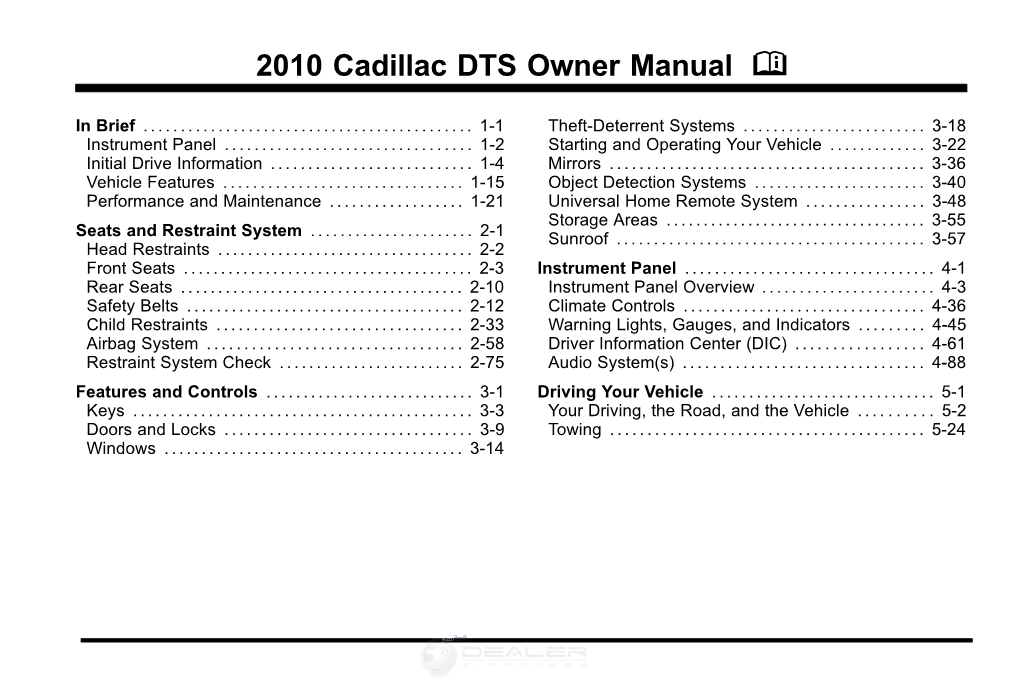 2010 Cadillac DTS Owner Manual M