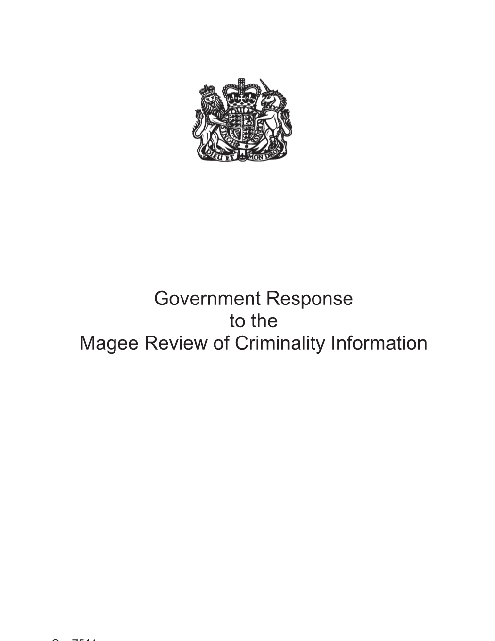 Government Response to the Magee Review of Criminality Information