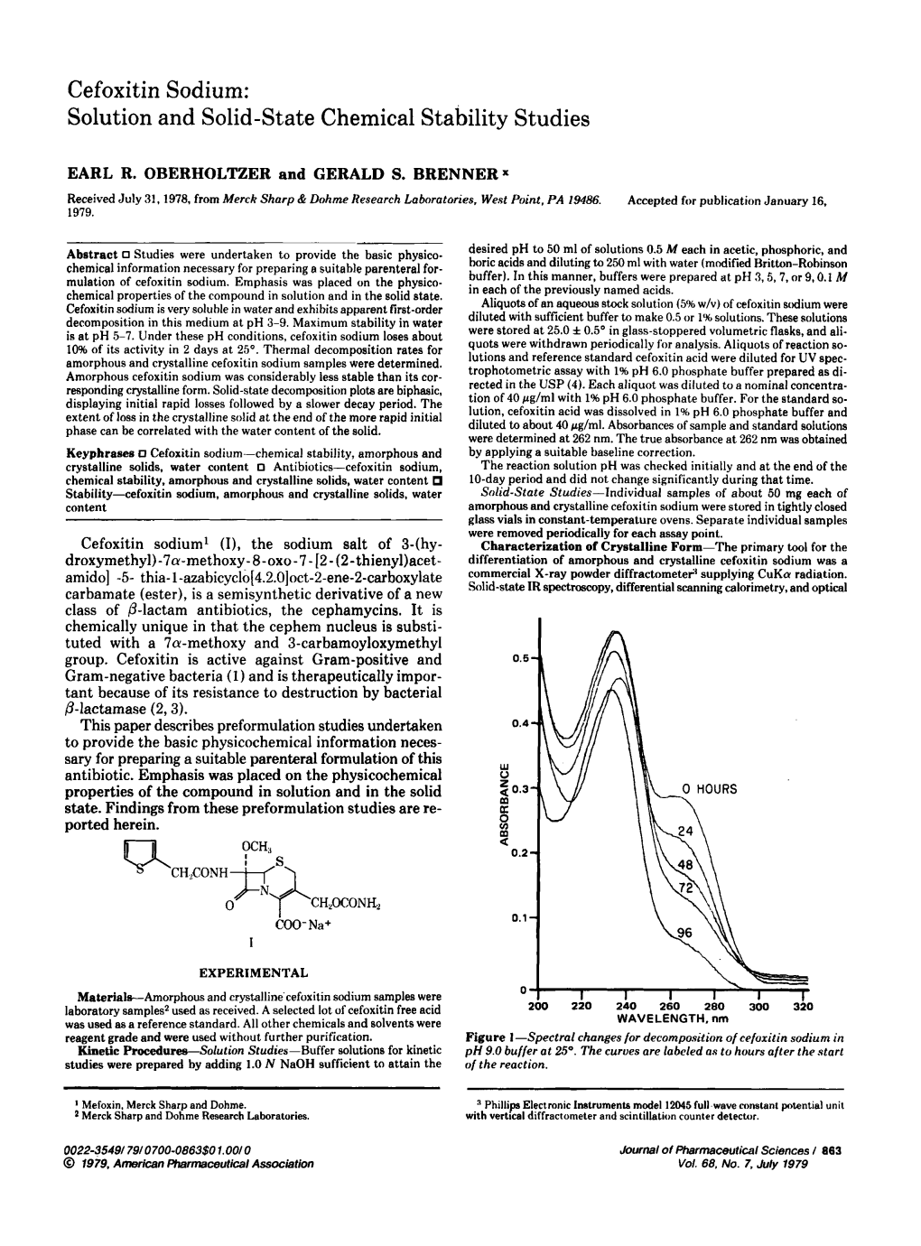 Cefoxitin Sodium: Solution and Solid-State Chemical Stability Studies