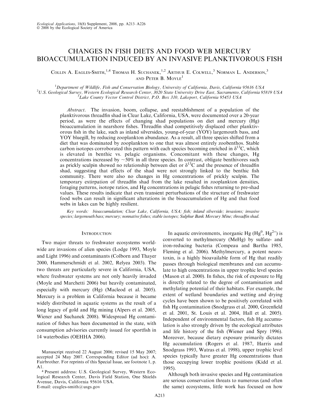 Changes in Fish Diets and Food Web Mercury Bioaccumulation Induced by an Invasive Planktivorous Fish