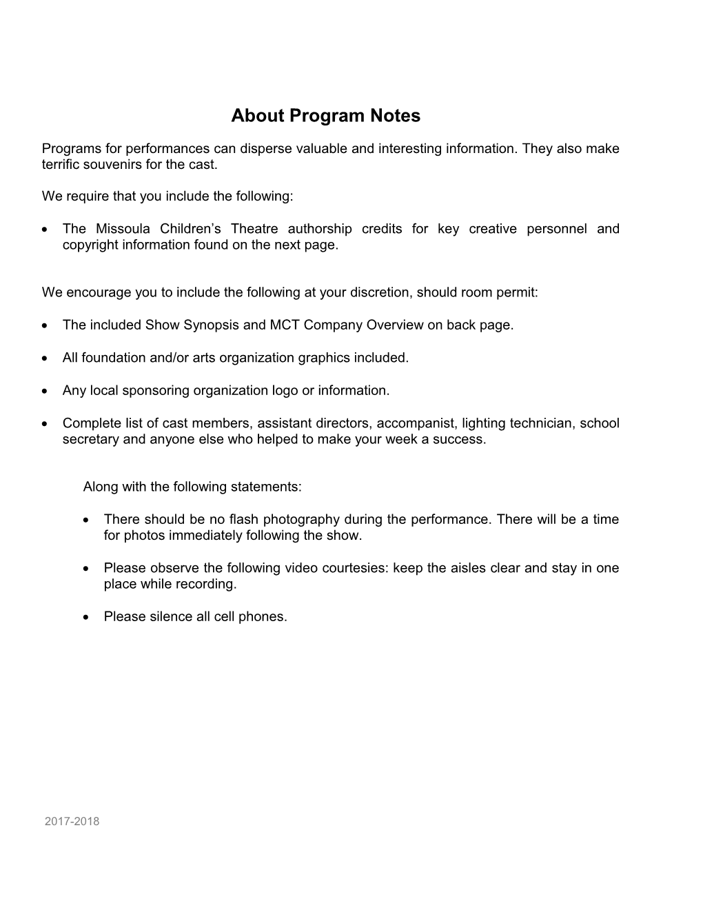 About Program Notes