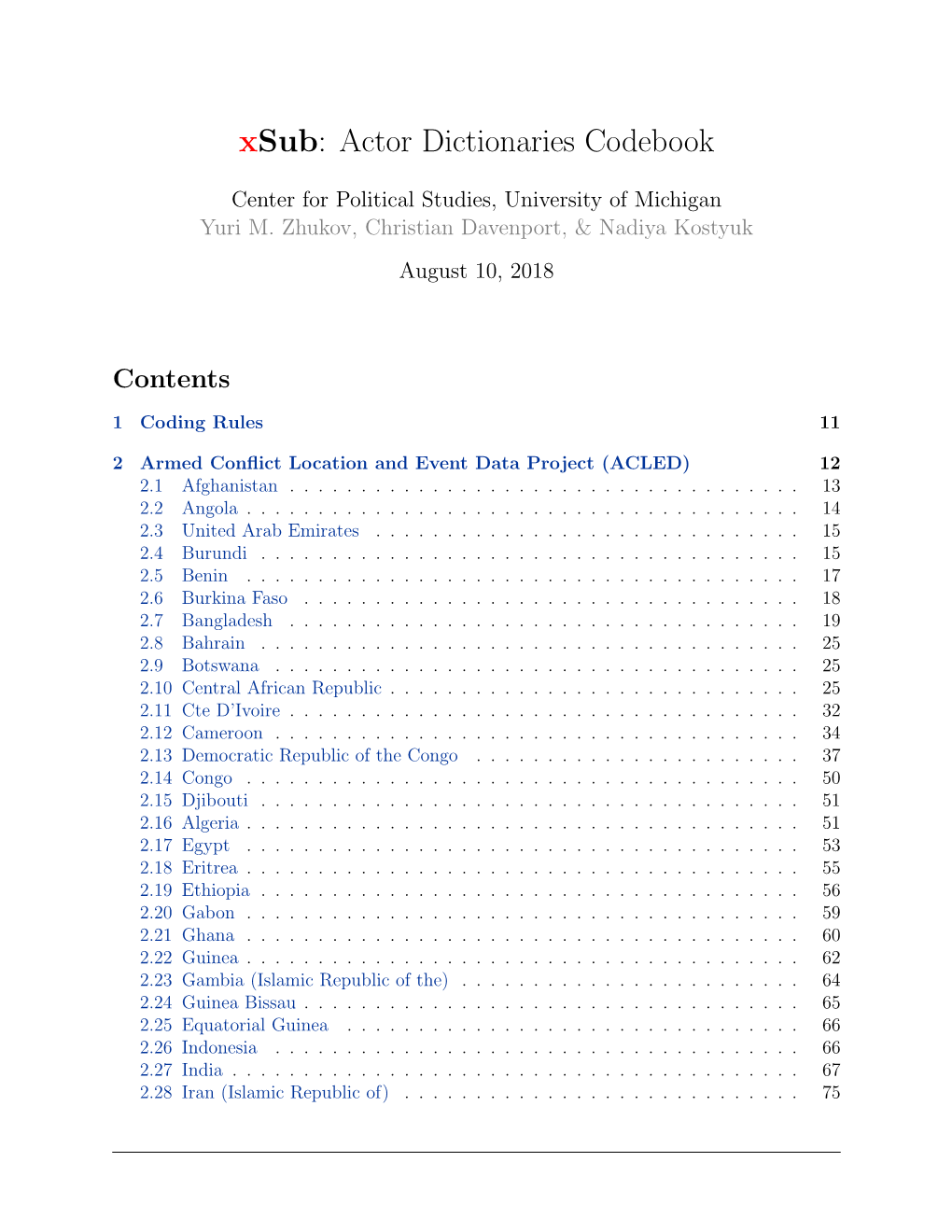 Actor Dictionaries Codebook