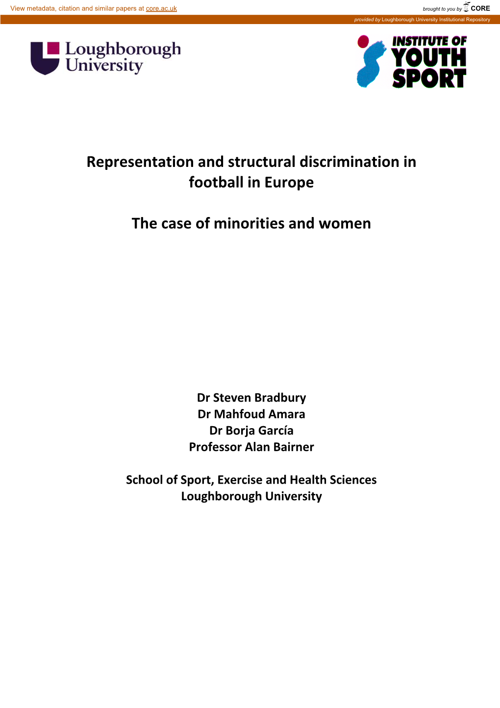 Representation and Structural Discrimination in Football in Europe