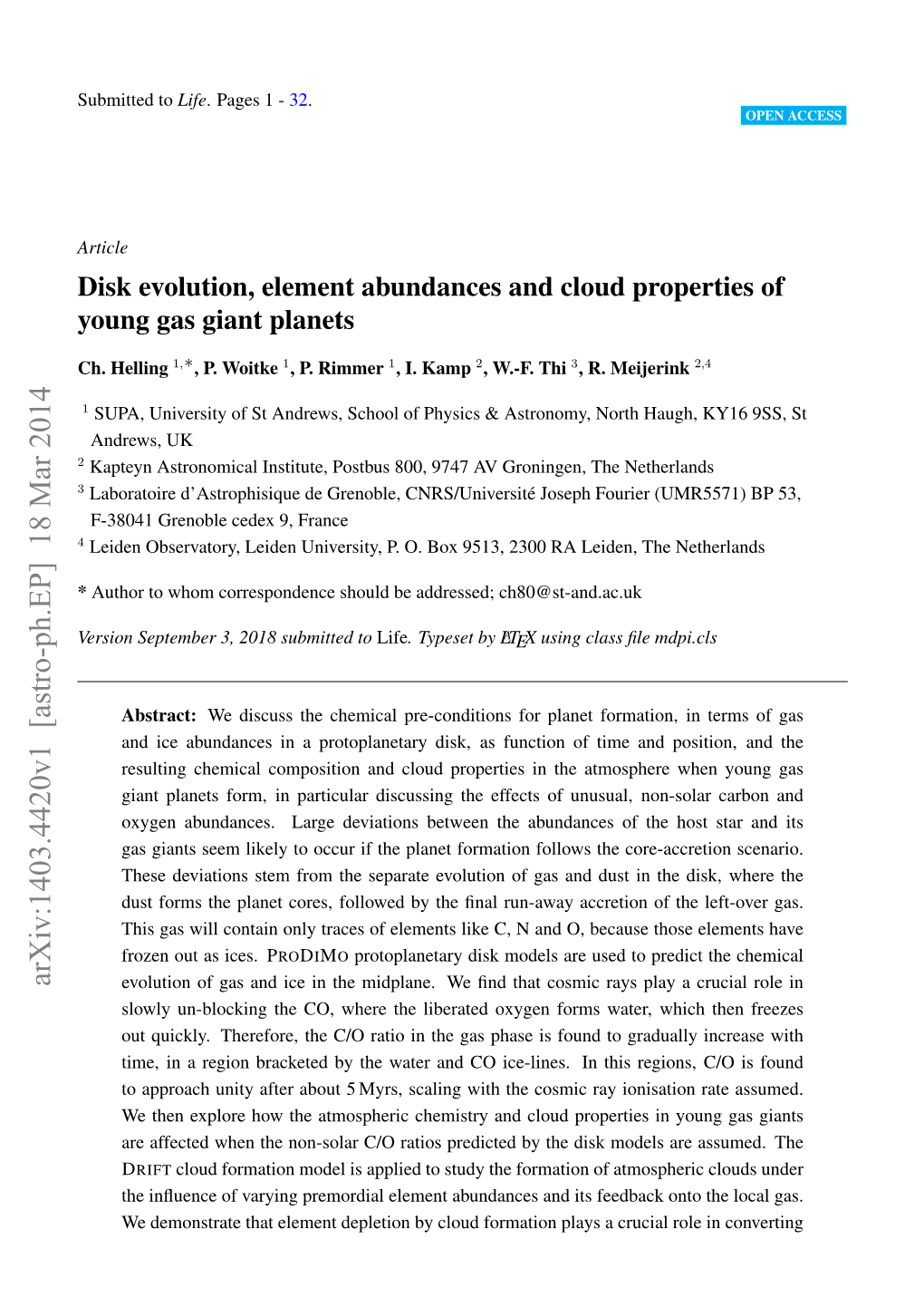 Disk Evolution, Element Abundances and Cloud Properties of Young Gas Giant Planets