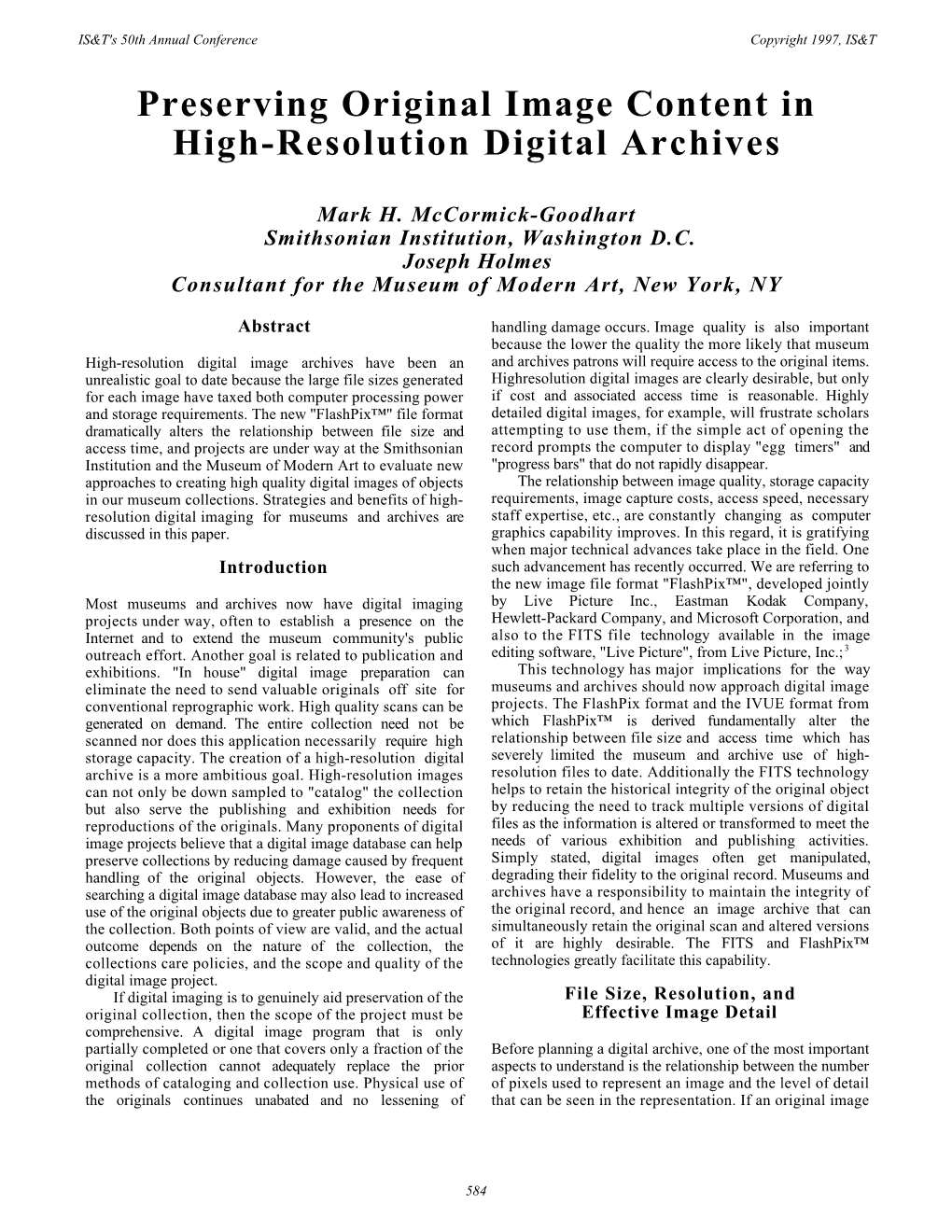 Preserving Original Image Content in High-Resolution Digital Archives