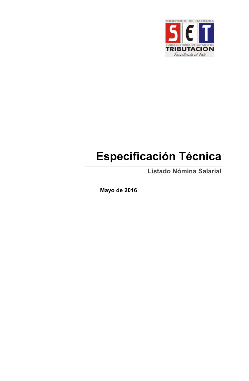 Especificación Técnica Listado Nómina Salarial