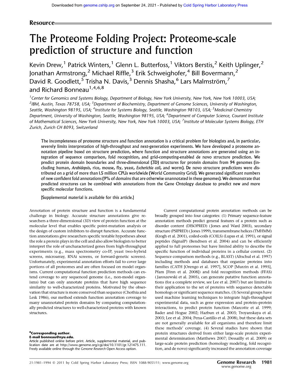 Proteome-Scale Prediction of Structure and Function