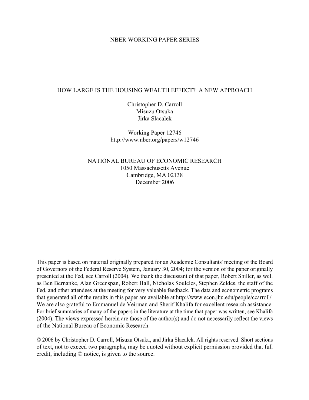 How Large Is the Housing Wealth Effect? a New Approach