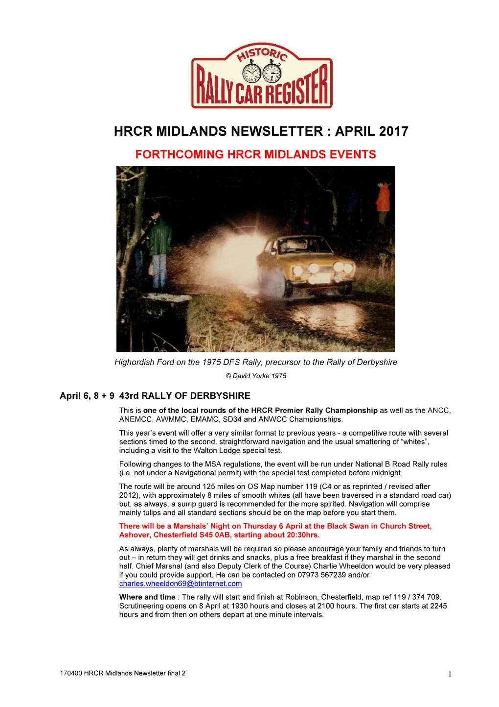 Hrcr Midlands Newsletter : April 2017