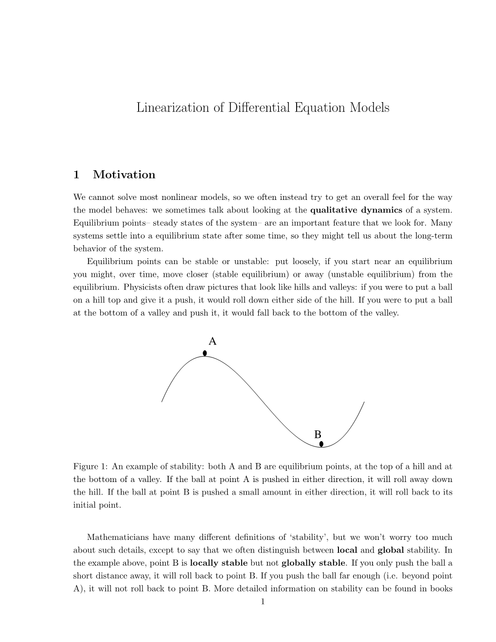 Linearization of Differential Equation Models