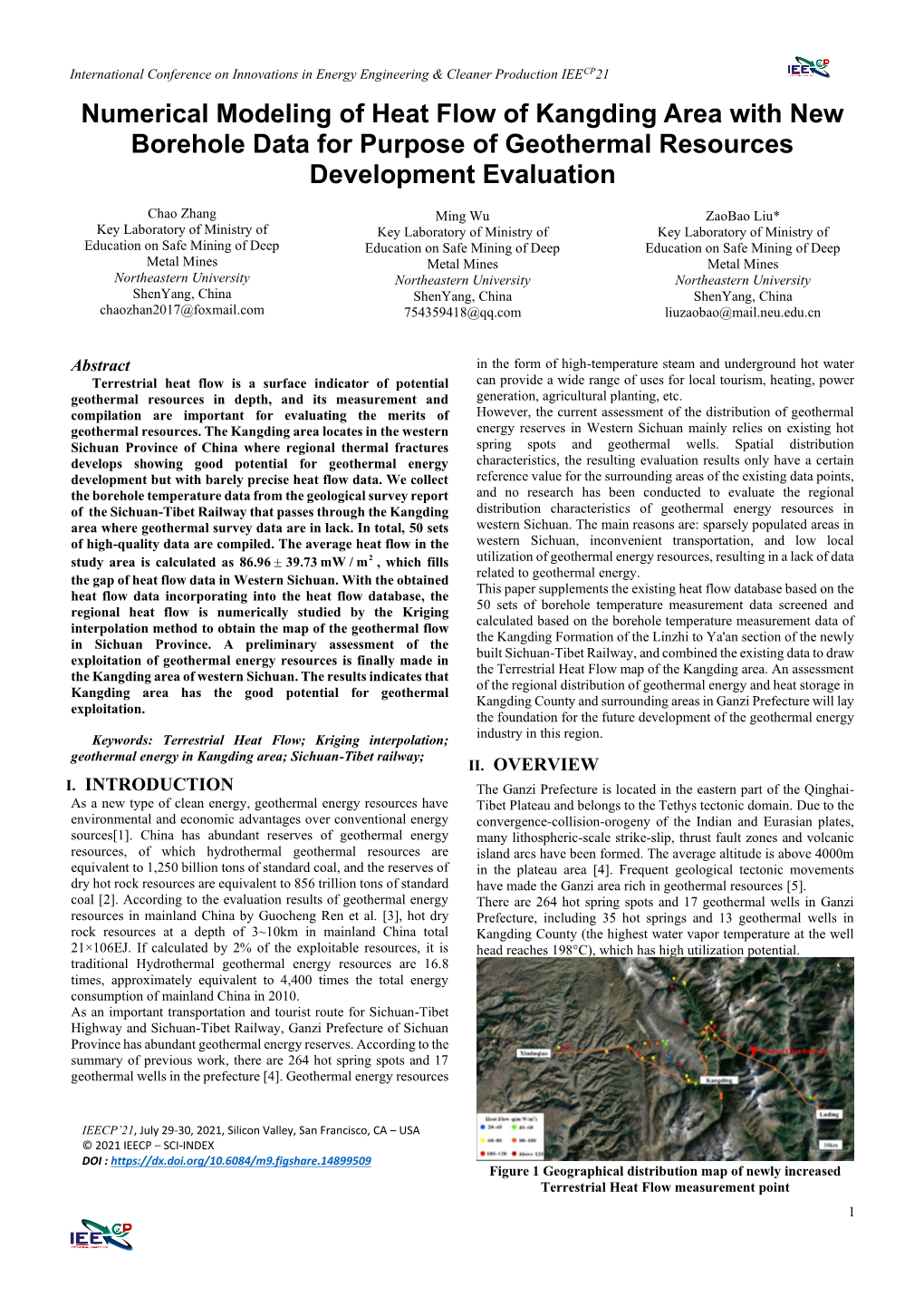 Numerical Modeling of Heat Flow of Kangding Area with New Borehole Data for Purpose of Geothermal Resources Development Evaluation