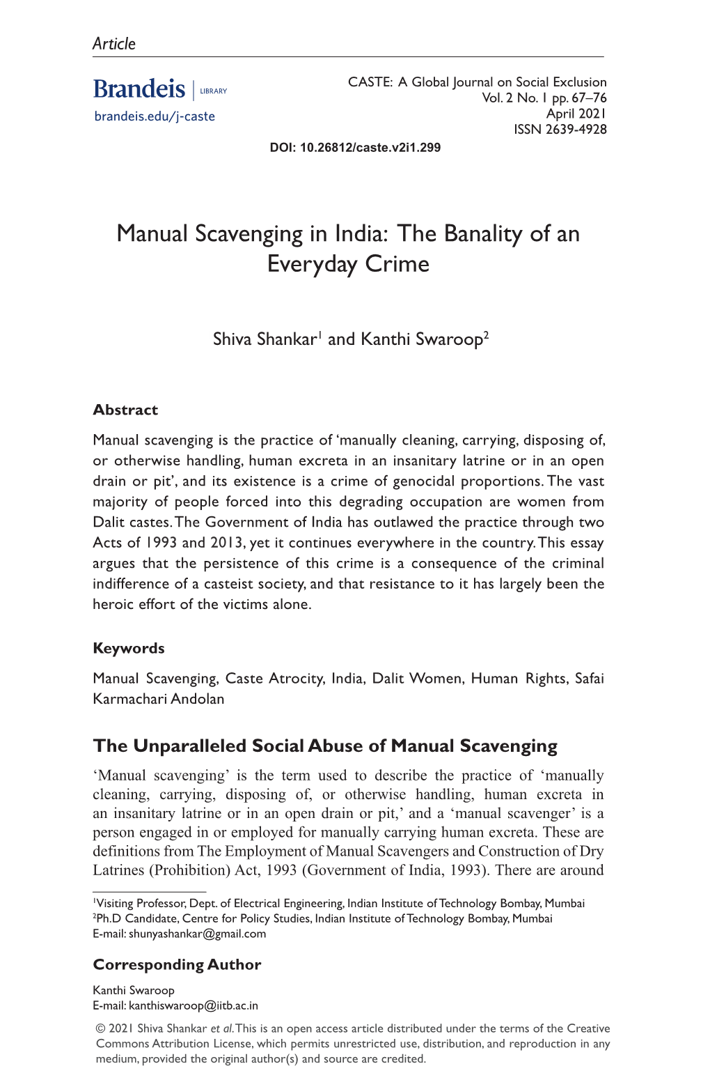 Manual Scavenging in India: the Banality of an Everyday Crime