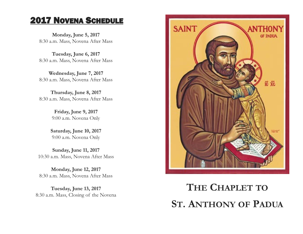 The Chaplet to St. Anthony of Padua