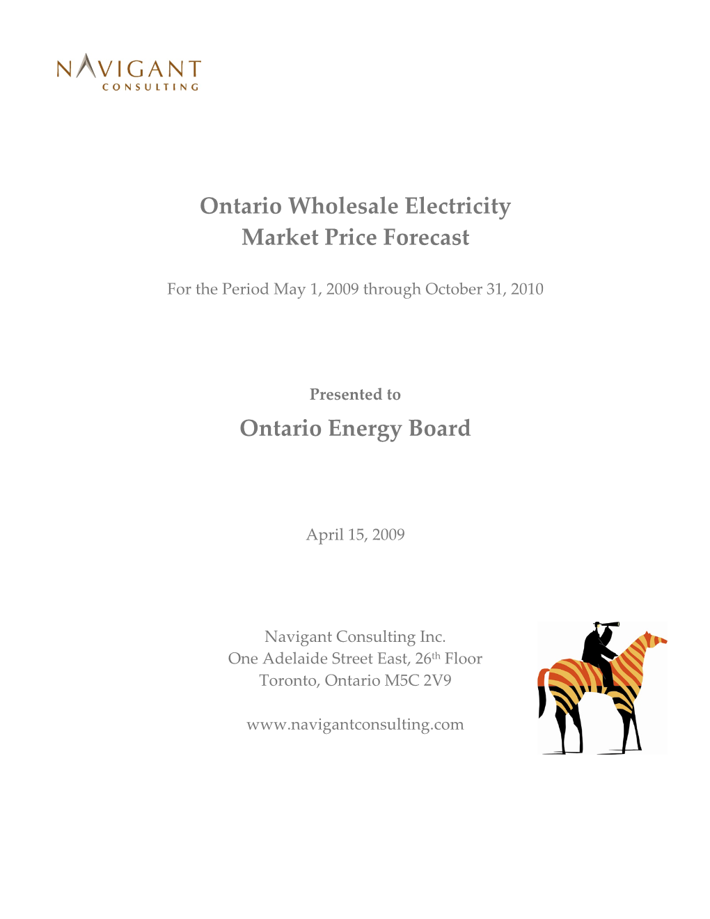 Ontario Wholesale Electricity Market Price Forecast Ontario Energy Board