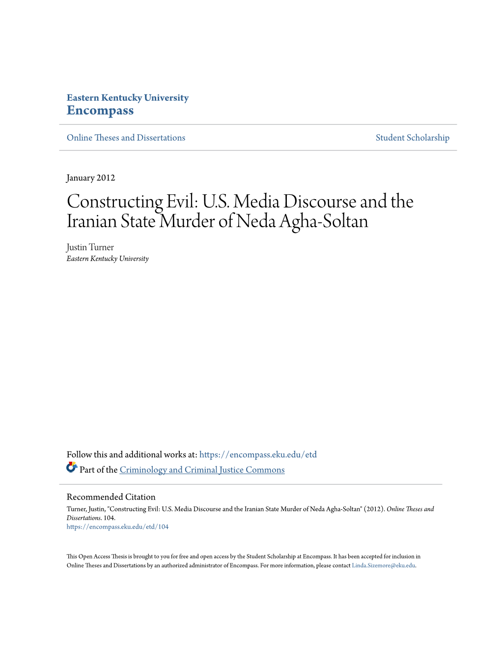 US Media Discourse and the Iranian State Murder of Neda