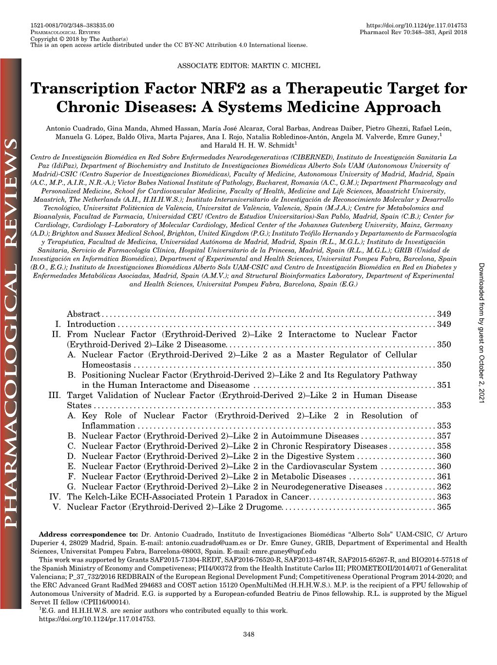 Transcription Factor NRF2 As a Therapeutic Target for Chronic Diseases: a Systems Medicine Approach