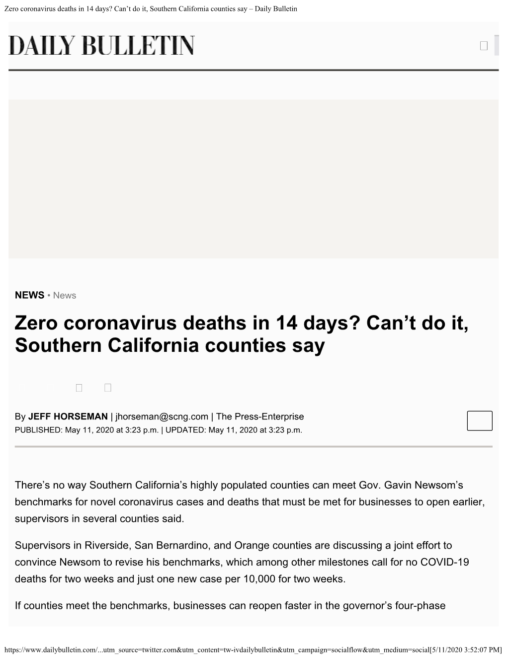 Zero Coronavirus Deaths in 14 Days? Can't Do It, Southern California Counties