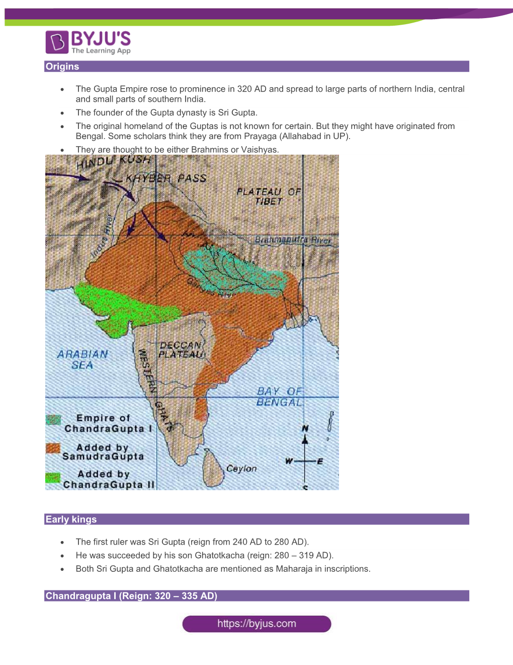 Origins Early Kings Chandragupta I (Reign: 320 – 335