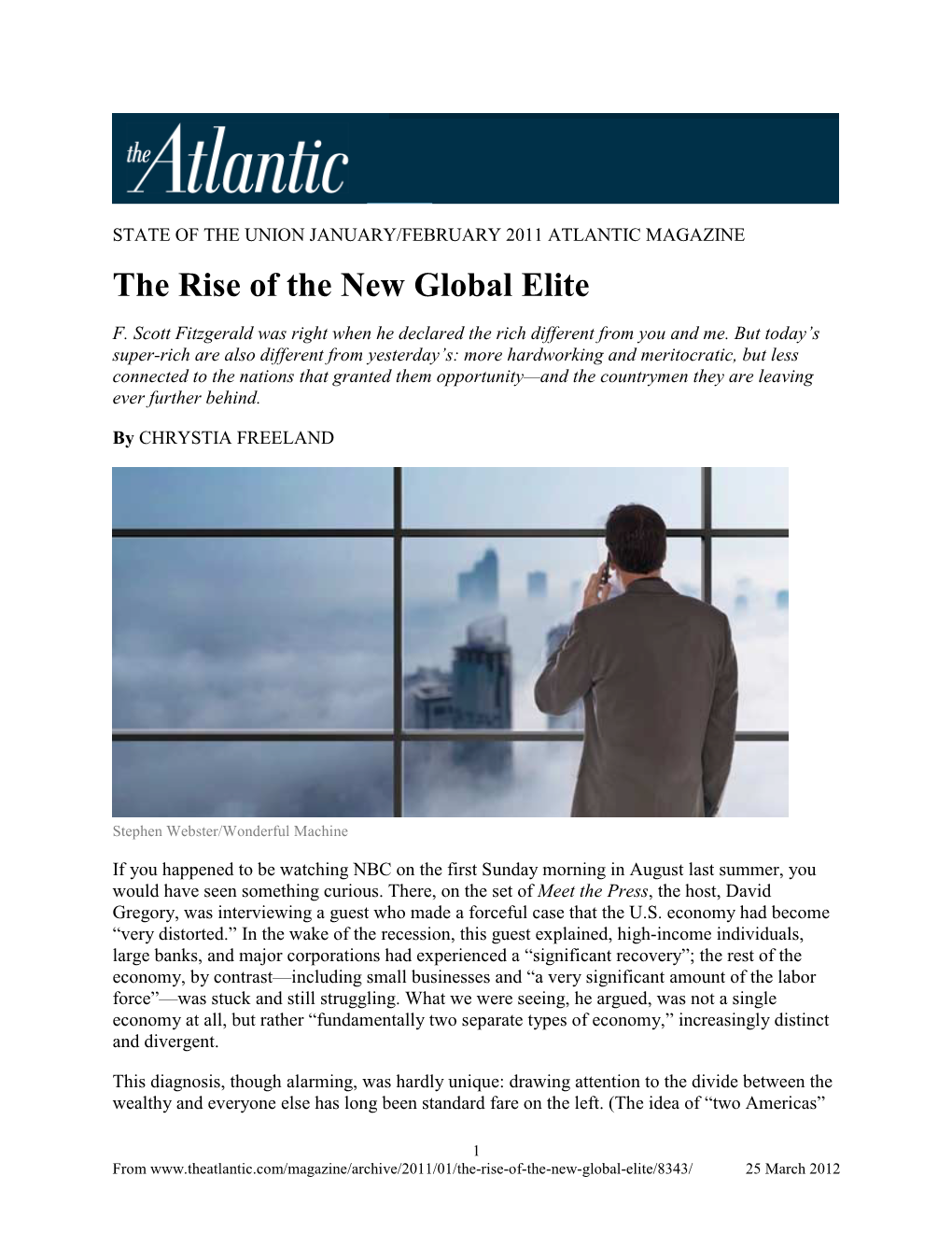 The Rise of the New Global Elite