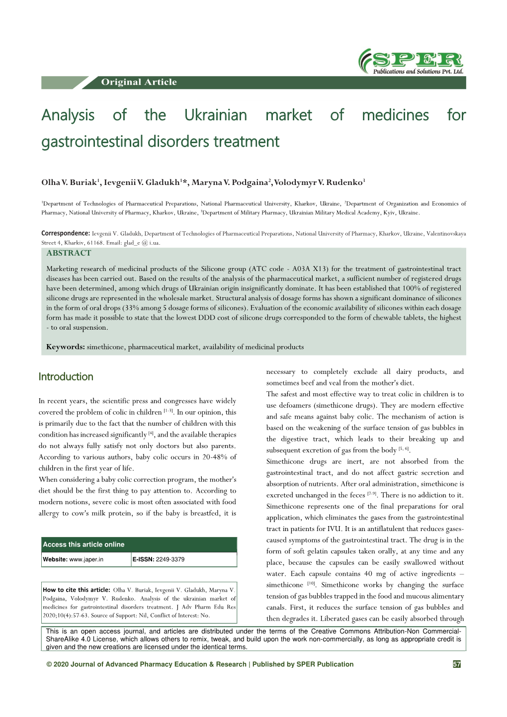 Analysis of the Ukrainian Market of Medicines for Gastrointestinal Disorders Treatment