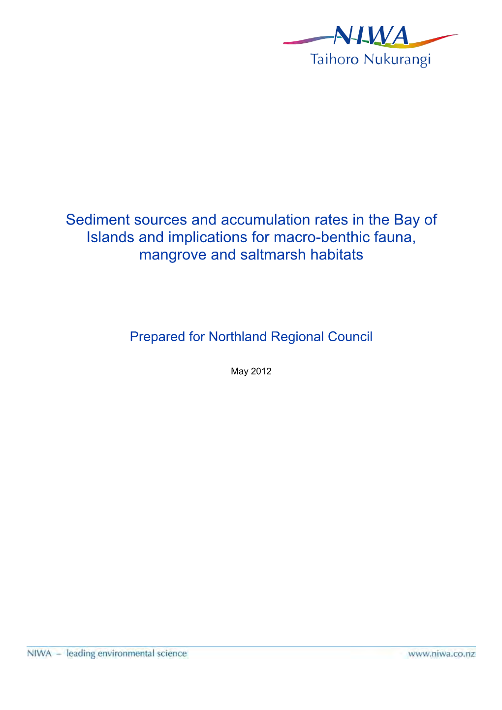 Bay of Islands Sedimentation Report