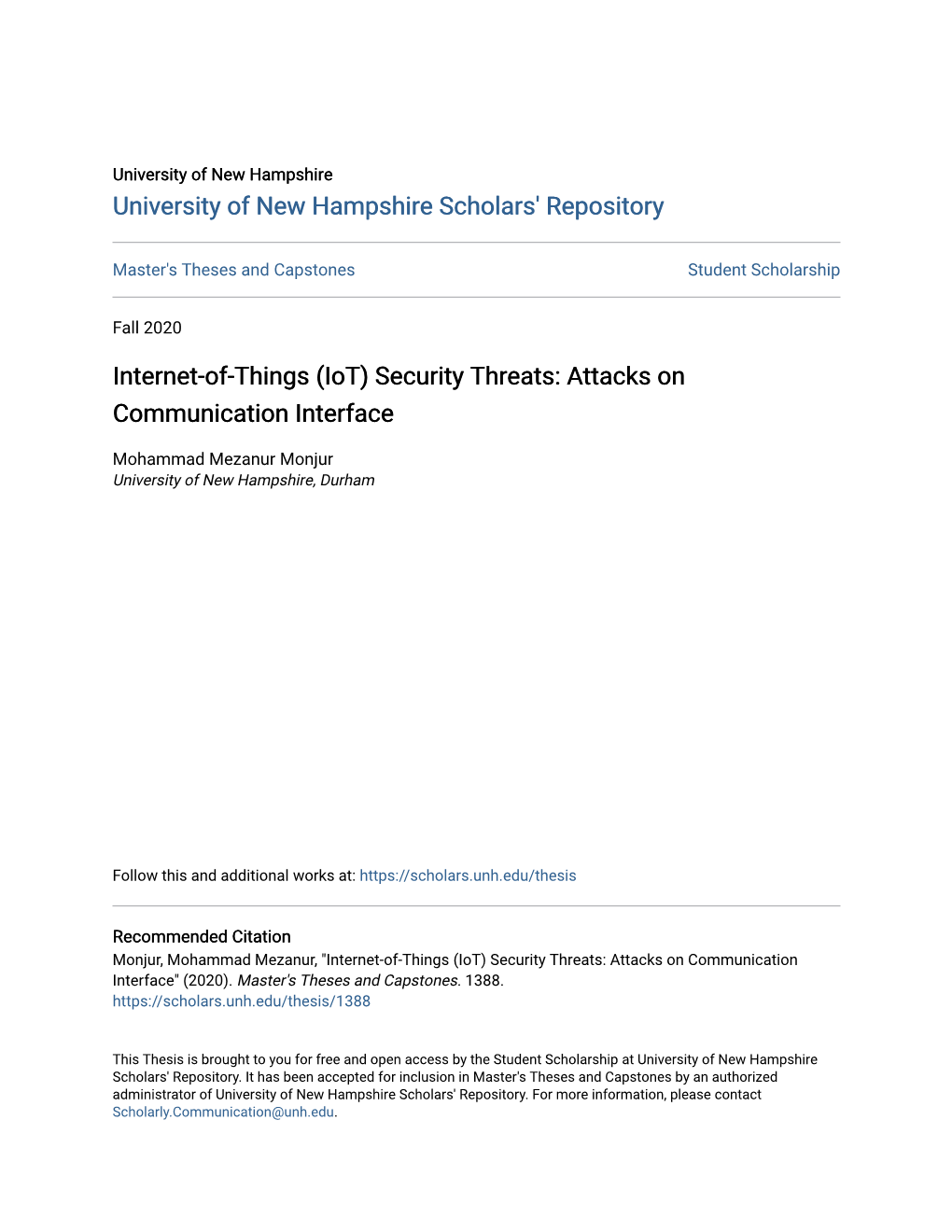 (Iot) Security Threats: Attacks on Communication Interface