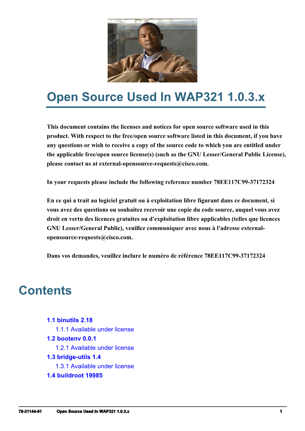 Open Source Used in Cisco WAP321 1.0.3.X
