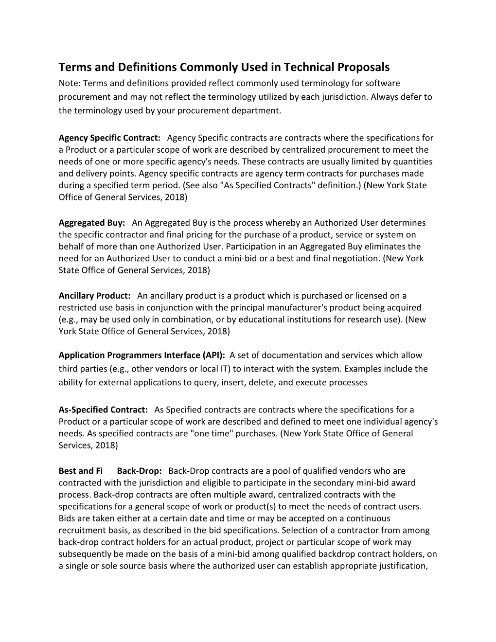 Terms and Definitions Commonly Used in Technical Proposals