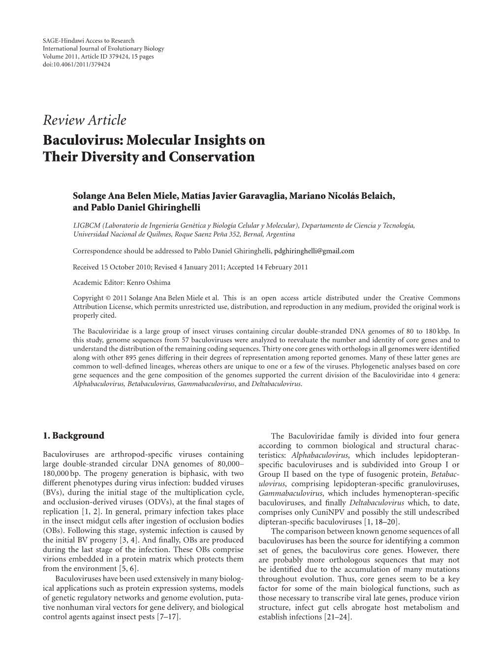 Baculovirus: Molecular Insights on Their Diversity and Conservation