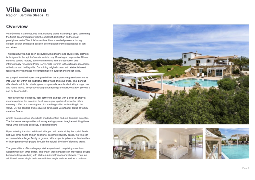 Villa Gemma Region: Sardinia Sleeps: 12