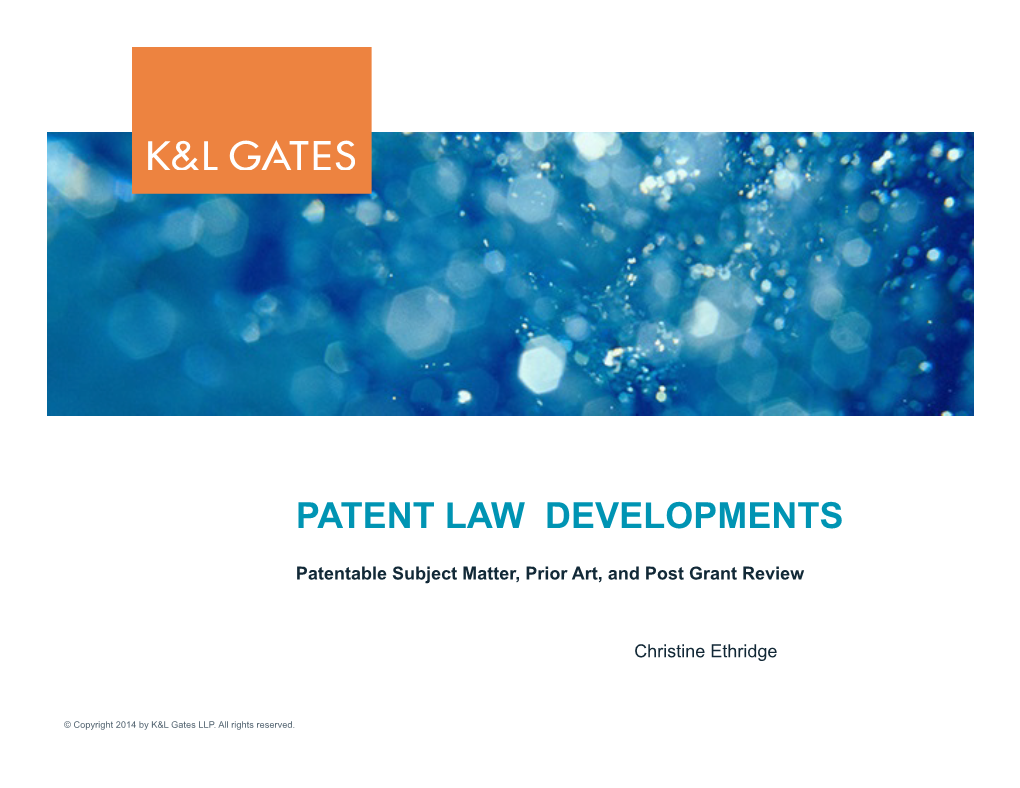Patent Law Developments