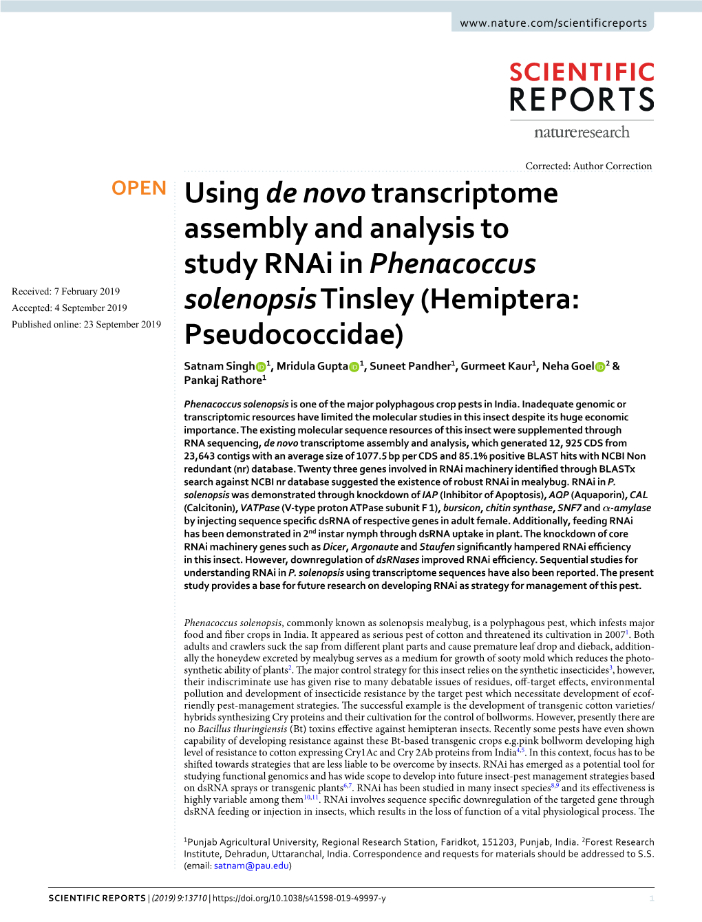 Using De Novotranscriptome Assembly and Analysis to Study Rnai In