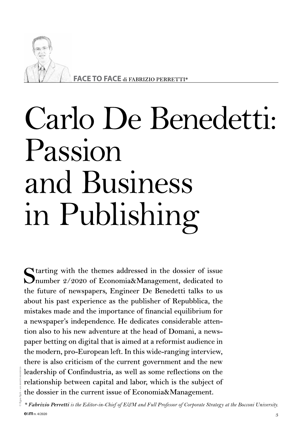 Carlo De Benedetti: Passion and Business in Publishing