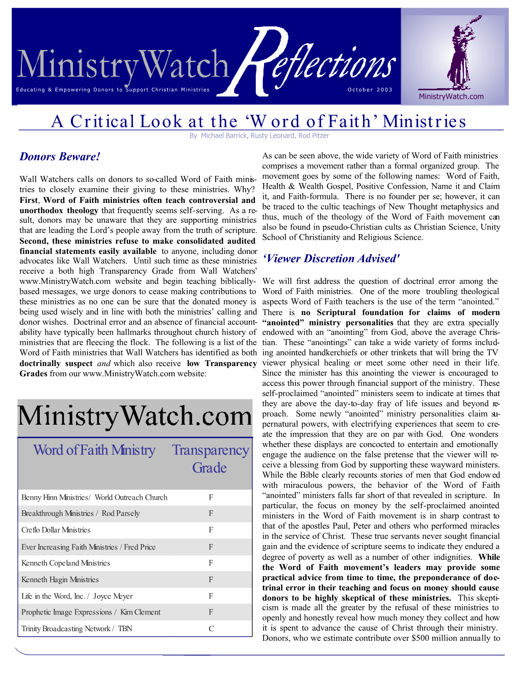 'Word of Faith' Ministries