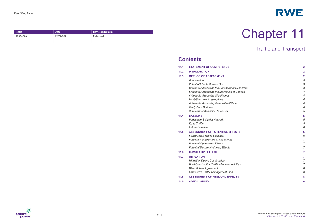 EIAR Chapter 11 – Traffic and Transport