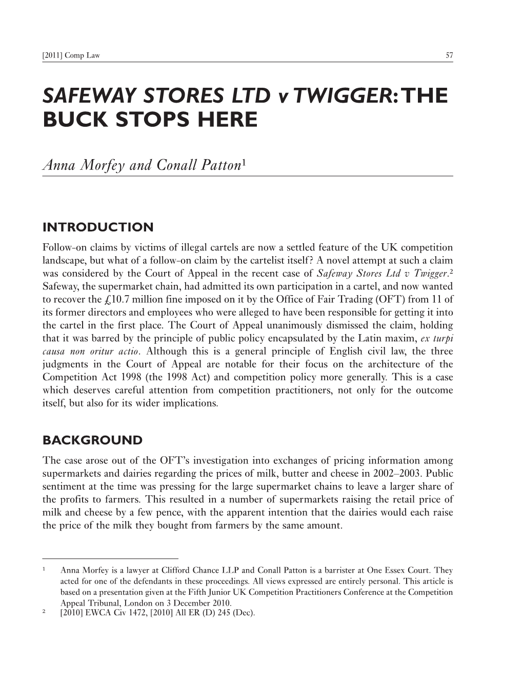 SAFEWAY STORES LTD V TWIGGER:THE BUCK STOPS HERE