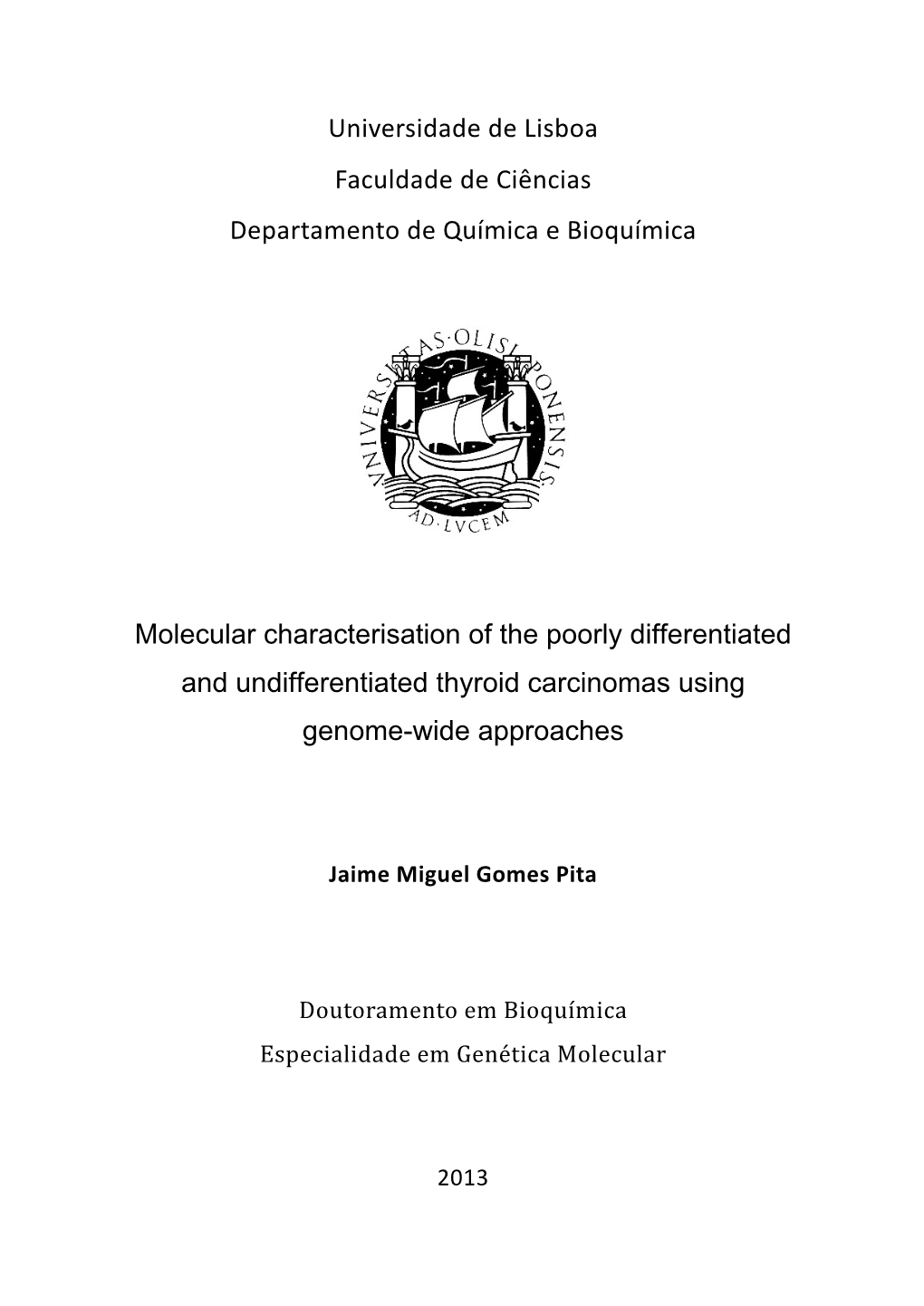 Universidade De Lisboa Faculdade De Ciências Departamento De Química E Bioquímica